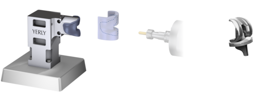 Posage pour usinage de prothèse de genou.